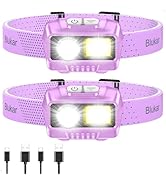 Blukar LED Headlamp,2000L Super Bright Rechargeable Headlight Flashlight with White&Red Light 2 P...