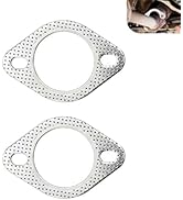 winterrock 2PCS Car Exhaust Manifold Gaskets, Stainless Steel Oval Exhaust Flange Gasket, 2.5" 2-...