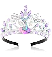 Wecoe Mermaid Crown – Sparkly Rhinestone Birthday Tiara Headband Headpiece Mermaid Party Decorati...
