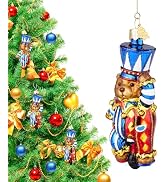 Hzyc Brown Bear Christmas Tree Ornaments,Hand-Blown Glass Ornaments for Tree,Brown Bear Performan...
