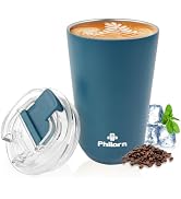 PHILORN Coffee Mug with Lid, 12 OZ Travel Mug, Leak-proof to go Coffee Mug, Stainless Steel Therm...
