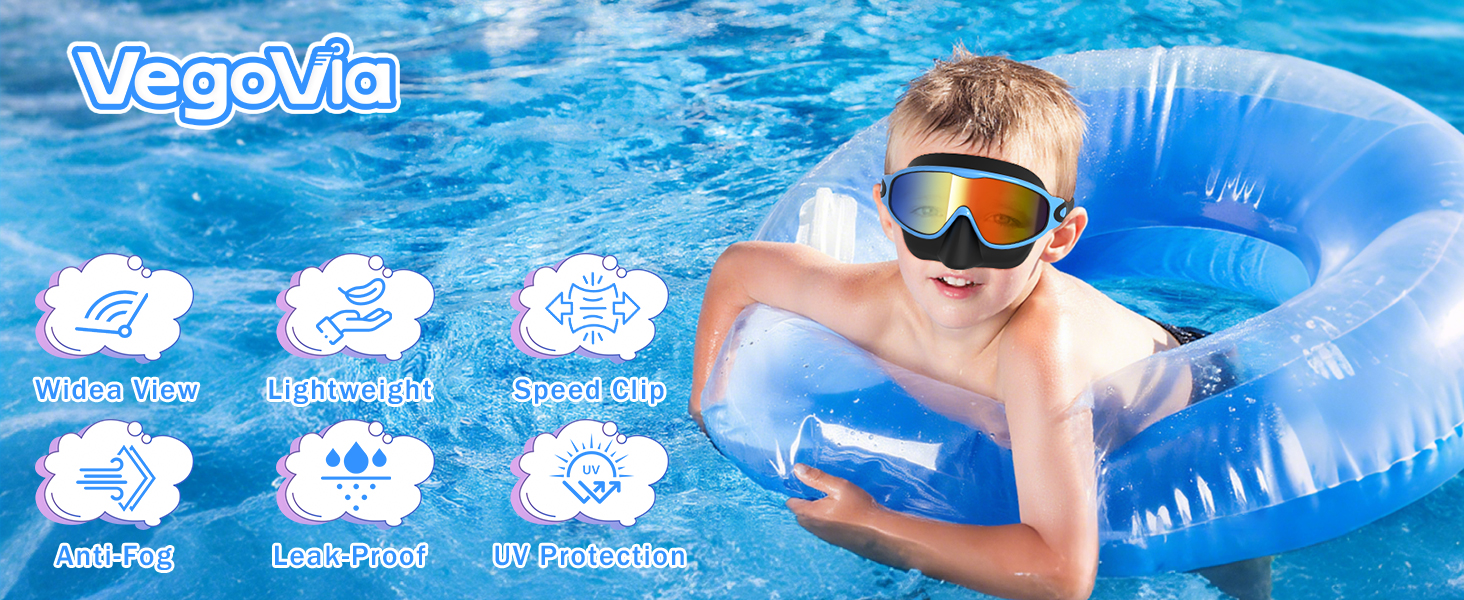 kids swim goggles with nose cover