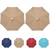HealSmart 9' Patio Umbrella Replacement Canopy Cover with 8 Ribs, Outdoor Table Market Yard Umbre...