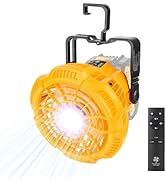GRVODFRTA Portable Camping Fan with LED Lantern for Dewalt 20V Max Battery Operated Tent Ceiling ...