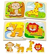 Benresive Wooden Toddler Puzzles Ages 1-3, Montessori Toys for 1 2 3 Year Old Boys Girls, 4 Pack ...