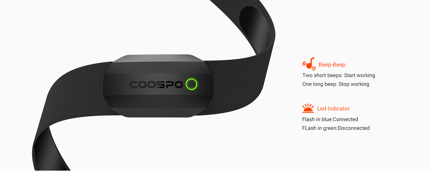 COOSPO Bluetooth Heart Rate Monitor Chest Strap H808S, ANT+ BLE HR Monitor Chest