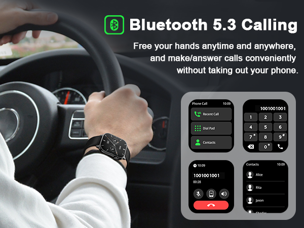 smartwatch with bluetooth 5.3 calling(make/answer calls)