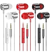 3 Pack Wired Earbuds with Microphone, In-Ear Headphones Wired with Noise Blocking &Volume Control...