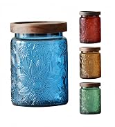 ANSQU Set of 4 Vintage Glass Storage Jars, Glass Canister Storage Jars Container with Airtight Wo...