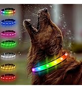 TRIPOLACO Light Up Collar - Rechargeable Multicolor LED Dog Collar with 1,000 Ft Visibility, Wate...