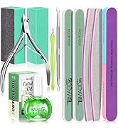 TsMADDTs Cuticle Pusher Nail File Kit, Nail Buffers and Files with 3 Files, 2 Buffering Blocks, 2...