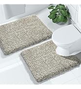 Yimobra Fluffy Bathroom Rugs Sets 2 Piece, Shaggy Toilet Rug U Shaped, Ultra Soft Non Slip Bath M...