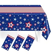 Childom 3 Pack Patriotic Tablecloths 54"x108" Disposable American Flag Tablecloth for 4th of July...