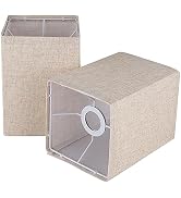 Ruiever Square Lampshades Set of 2, Linen Lampshades L6.3"x W6.3" x H9.84" High, Easy Assembly Re...