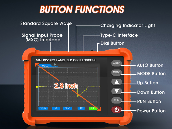 Handheld Oscilloscope Portable Mini Pocket Digital Oscilloscope Kit with 500KHz Bandwidth