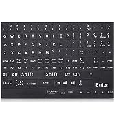 Universal English Keyboard Stickers, Large Computer Laptop Replacement Keyboard Stickers Black Ba...