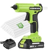 WorkBless Cordless Hot Glue Gun, Battery Power Full Size Hot Glue Gun with 20V 2Ah Battery, Leak-...