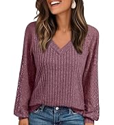 AUTOMET Women Long Sleeve Shirts Fall Lace Tops 2025 V Neck Sweaters Dressy Casual Business Winte...