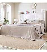 Allewie Queen Size Platform Bed Frame with USB Charging Station and Storage Shelf/Upholstered Vel...