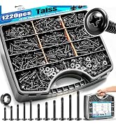 Taiss 1220PCS #8#10 Self Tapping Screws for Metal,410 Stainless Steel Black Truss Head Sheet Meta...