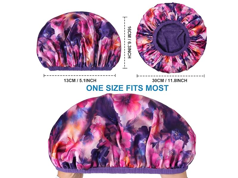 2 Layers Waterproof Terry Cloth Shower Caps-Purple