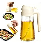 Pure Future 2-in-1 Olive Oil Sprayer for Cooking - 16oz/470ml Glass Oil Dispenser Bottle with Por...