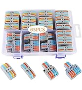 65 Pcs Lever Wire Connectors, Electrical Compact Splicing Wire Connectors Assortment Kit with Sto...