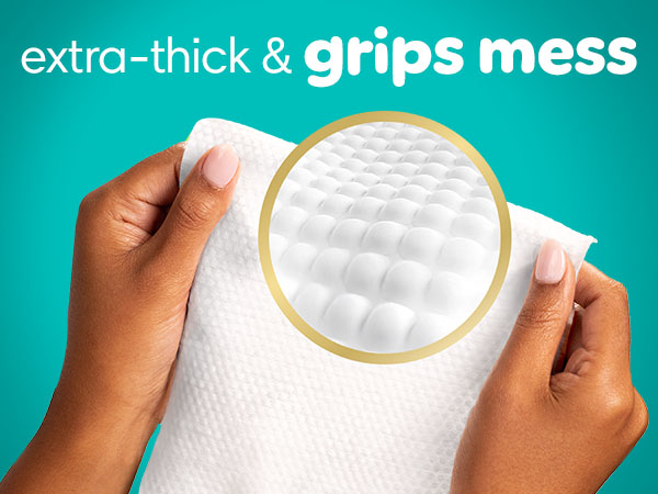 Extra-thick and grips mess. Shows wipe texture