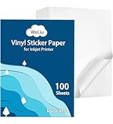 WeLiu Premium Printable Vinyl Sticker Paper for Inkjet & Laser Printer, 100 Sheets Matte White Wa...