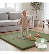 Huloo Sleep Baby Play Mat 50x50 Inches, 1.3" Thick Padded Waterproof Floor Cushion & Playpen Mat ...
