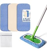 Nicemiya 3 Pack Reusable Double-Sided Mop Pads Compatible with Swiffer Sweeper Mop, Washable Wet ...