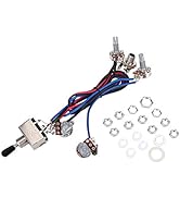 Electric Guitar Wiring Harness Kit,2 Volume 2 Tone 1 Jack 500K Pots 3 Way Switch Wiring Harness f...