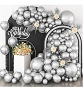 Silver Balloons, 113PCS Different Sizes Metallic Silver Balloon Garland Arch Kit 18/12/10/5 Inch ...