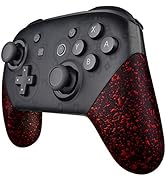 eXtremeRate Textured Red Replacement Handle Grips for Nintendo Switch Pro Controller, 3D Splashin...