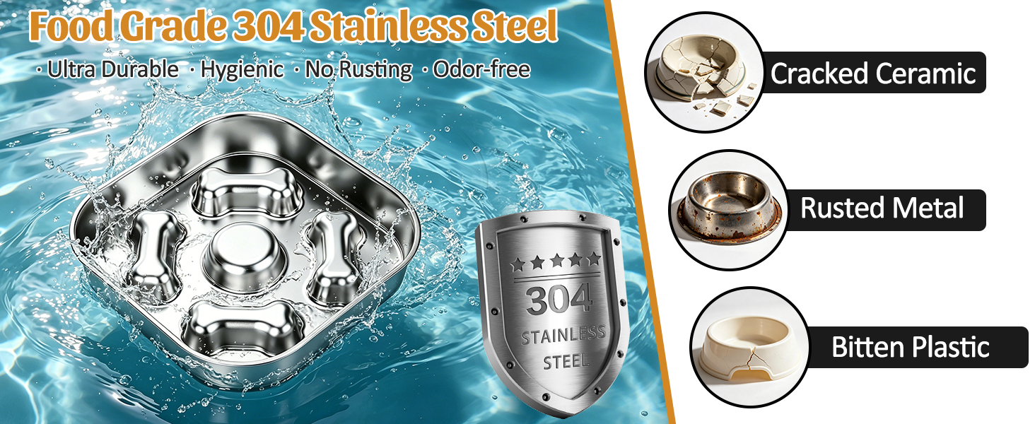 metal slow feeder dog bowl