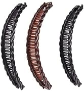 3Pcs Two Black And One Brown Tort Banana Clips Fish Clips Vintage Clincher Combs Tool for Thick C...