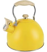 Lily's Home Whistling Tea Kettle, Teapot for Stovetop, Pleasant Whistle Sound, Heat Resistant Pla...