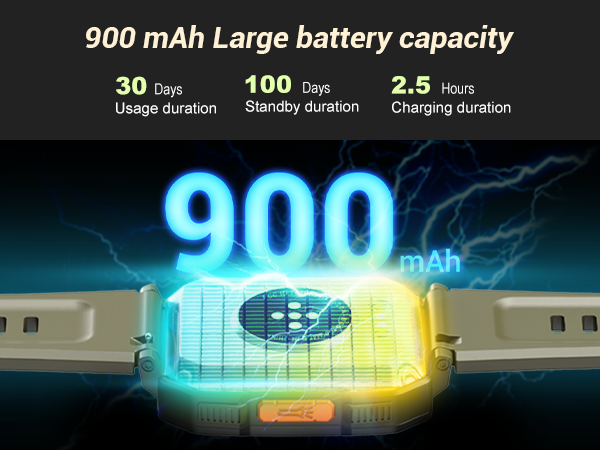900 mAh Large battery capacity