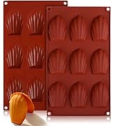 GWHOLE 2 Pack Madeline Pans, 9-Cavity Silicone Madeleine Cookie Pan Canele Molds for Baking Cakes...
