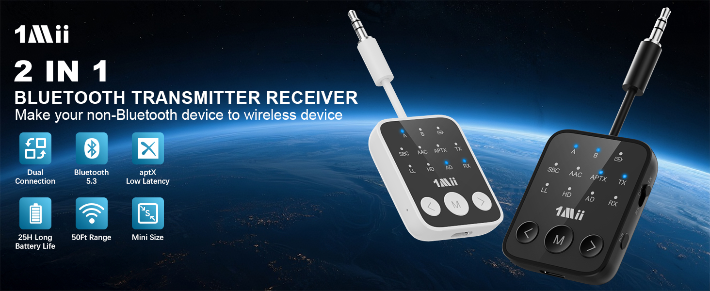 1mii bluetooth 5.3 transmitter receiver