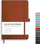 RETTACY Lined Journal Notebook, 192 Numbered Pages, A5 Medium Size (5.7'' x 8.3''), for Men & Wom...