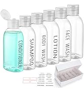 Travel Bottles for Toiletries 6 PCS 3.4oz Plastic Bottles with White Box | 100ml Travel Size Cont...