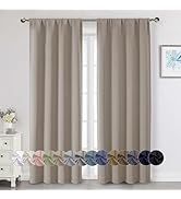 WelvetBLK Stone Blackout Curtains 84 Inch Length 2 Panels Set, Soft Solid Thermal Insulated Room ...