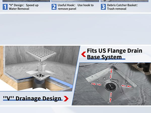 304 Stainless Steel Square Shower Drain