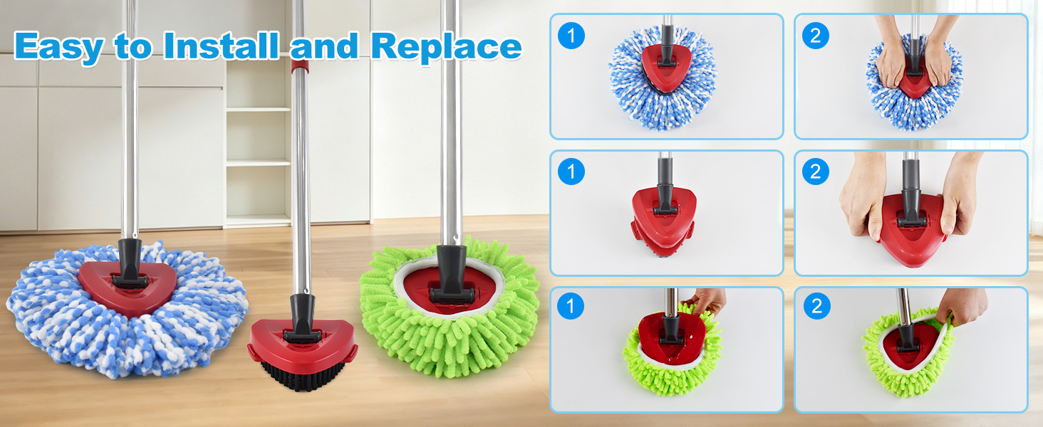 Mop Replace Heads Compatible with O-Cedar RinseClean 2 Tank Spin Mop System