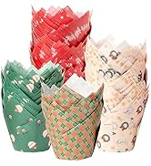 Katbite Christmas Tulip Cupcake Liners 200PCS, Muffin Baking Cupcake Liners Holders