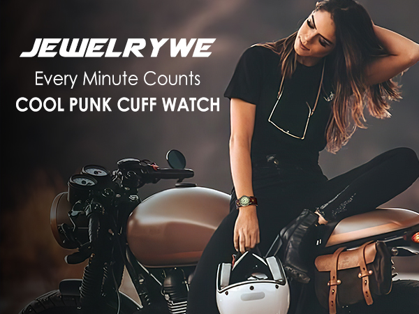 punk leather cuff watch for halloween