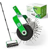 GrdnCare Rolling Lawn Aerator Tool, Heavy-Duty Manual Aerator Lawn Tool - 42 Spike Aerator Lawn T...