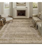 PureCozy Brown 8x10 Area Rug for Living Room Washable Vintage Distressed Large Carpet Bedroom Low...