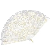 EOSAU Handheld Chinese Folding Fan Lace Hand Fans for Women Foldable Bulk for Party Wedding Churc...